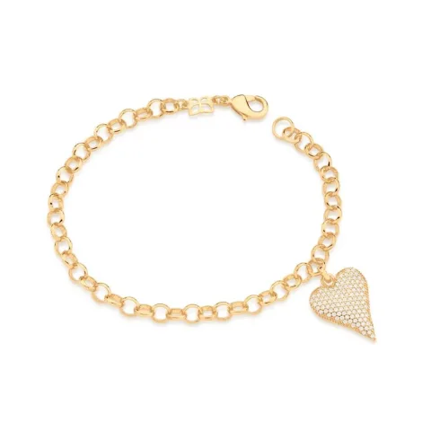 Pulseira Coração Folheada A Ouro Com Zircônias - tam.19 552067
