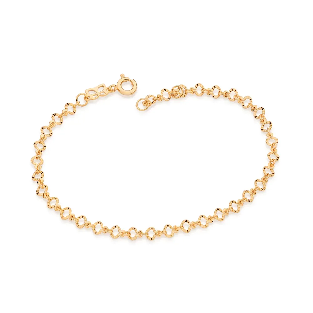 PULSEIRA CORAÇÕES BANHADA A OURO 18K - TAM.19