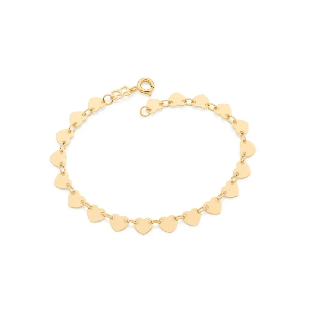 Pulseira Corações Folheada A Ouro 551696
