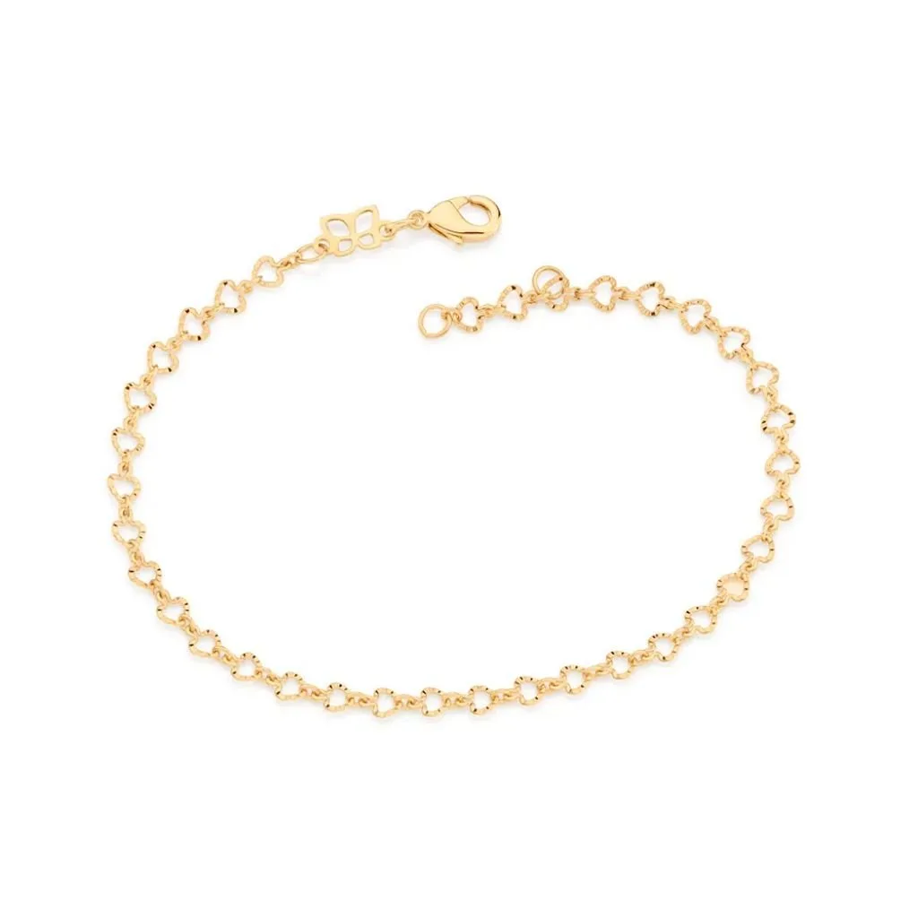 Pulseira Corações Folheada A Ouro - tam.19 552062