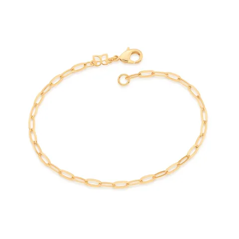 PULSEIRA ELO CADEADO OVAL BANHADA A OURO 18K - TAM.20