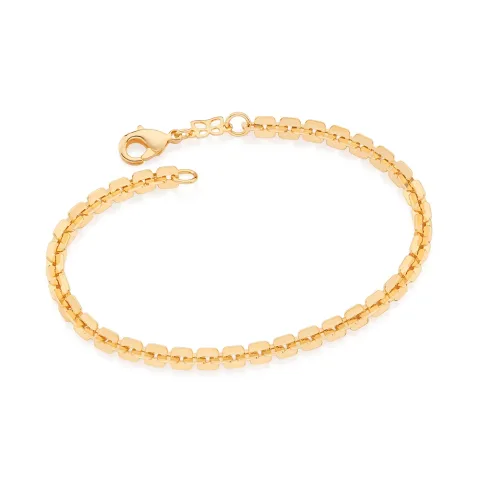 Pulseira Elos Quadrados Folheada a Ouro 18k - Tam.19 552122