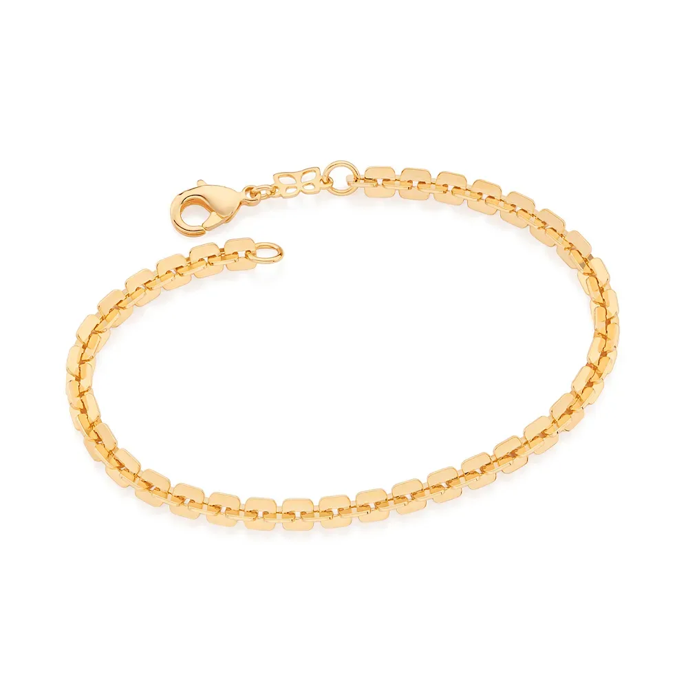 Pulseira Elos Quadrados Folheada a Ouro 18k - Tam.19 552122