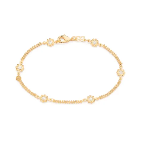 Pulseira Flores Folheado A Ouro Com Zircônias - tam.20 552091