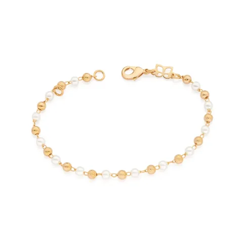 Pulseira Folheada a Ouro 18k Com Pérolas - Tam. 16 552108