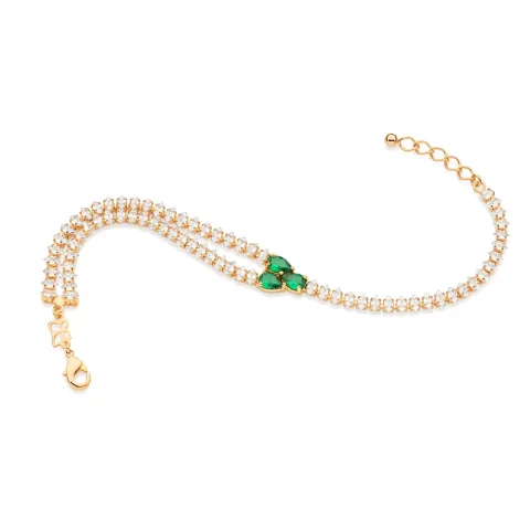 Pulseira Folheada a Ouro 18k Com Zircônias - Tam.19 552120