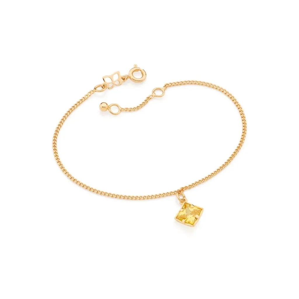 Pulseira Folheada A Ouro Com Zircônia Quadrada - tam.19 551596