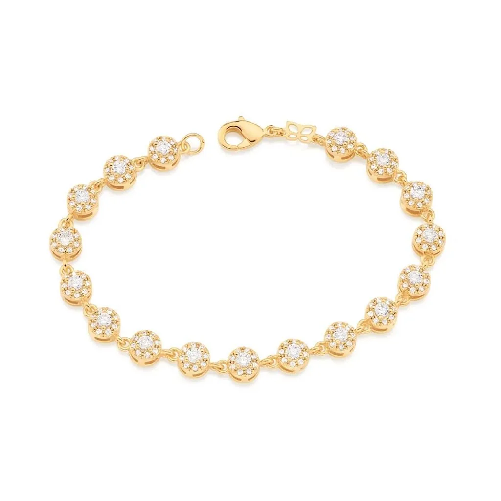 Pulseira Folheada A Ouro Com Zircônias - tam.17 552065