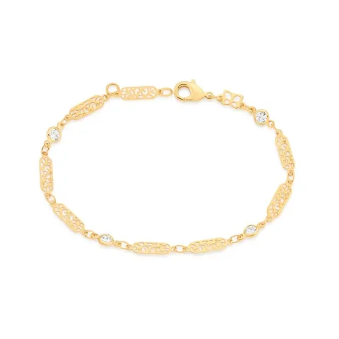Pulseira Folheada A Ouro Com Zircônias - tam.20 552063