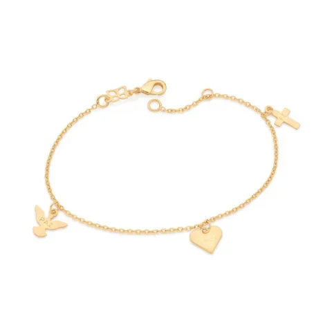 Pulseira Paz, Amor e Fé Folheada a Ouro - tam.19 552041