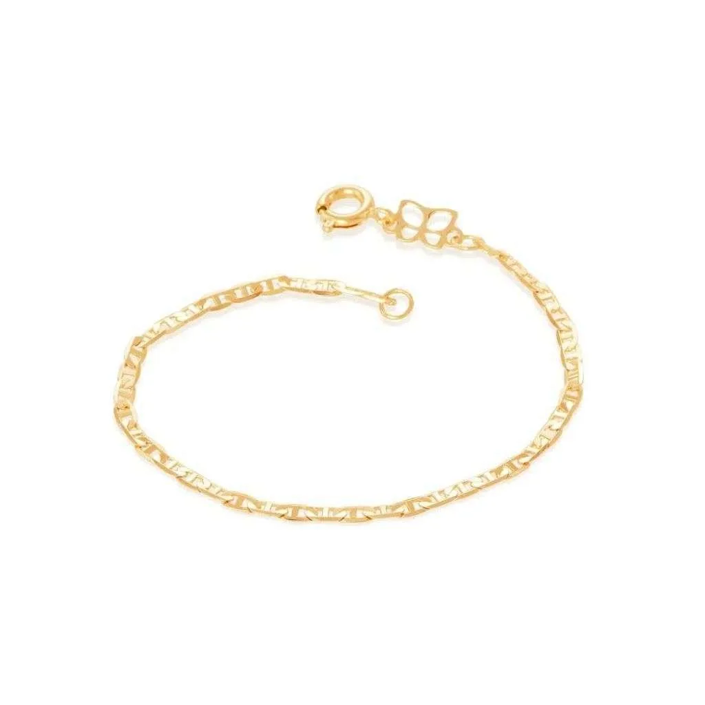 Pulseira Rommanel Infantil Pino Diamantado Banhada Ouro 18K 550744 Tam 14Cm