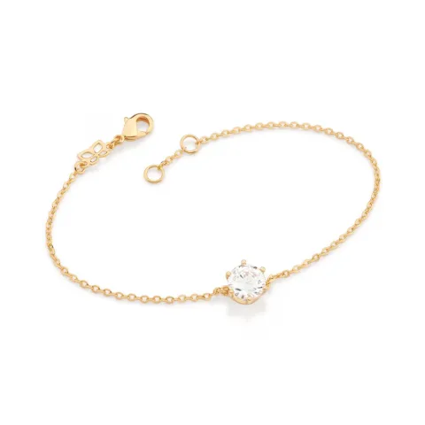 Pulseira Solitária Folheada A Ouro Com Zircônia - tam.18 552092