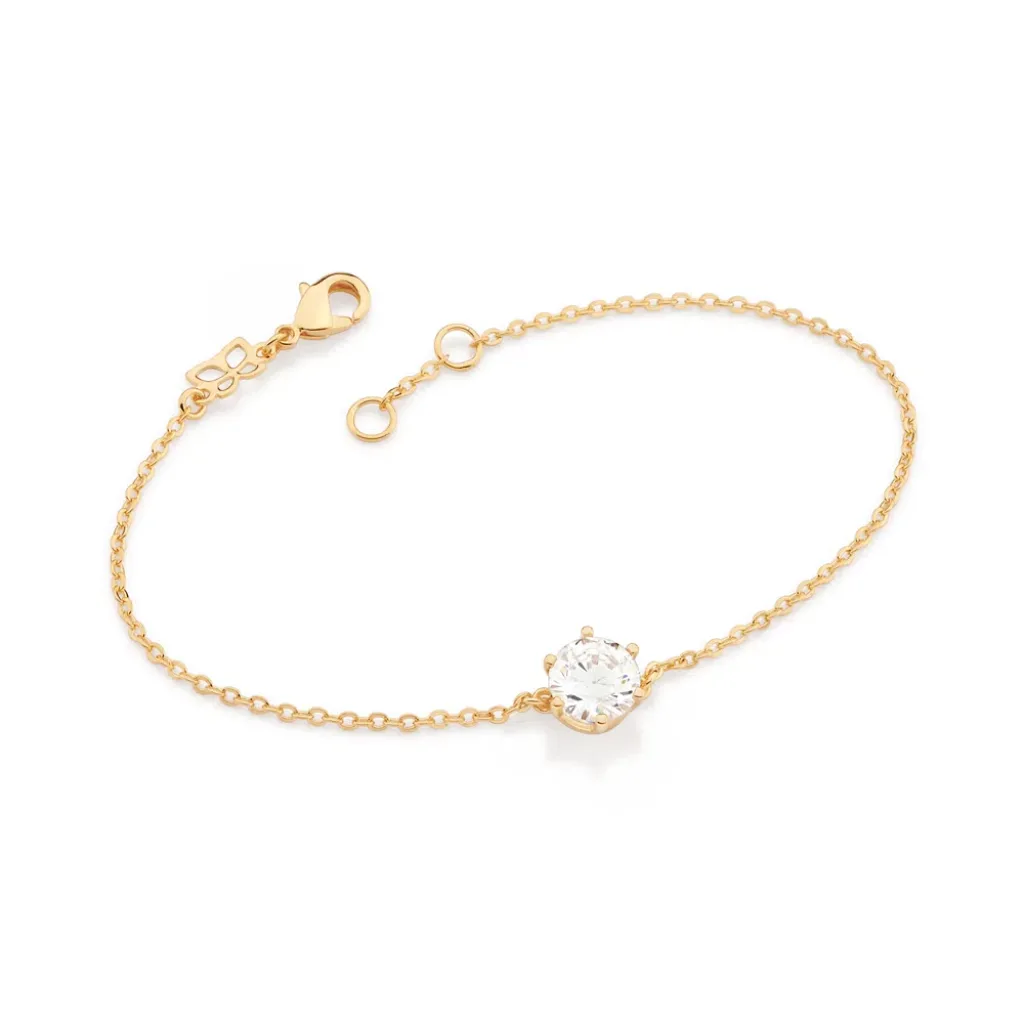 Pulseira Solitária Folheada A Ouro Com Zircônia - tam.18 552092