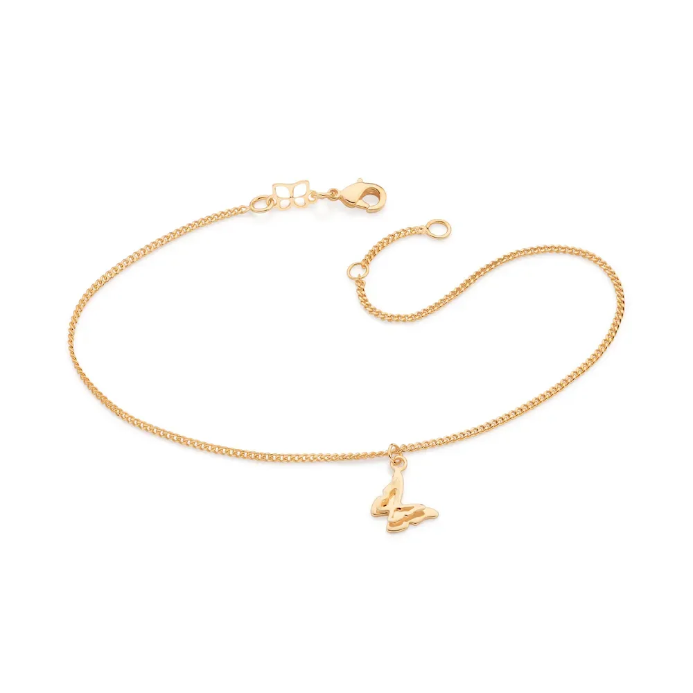 TORNOZELEIRA COM BORBOLETA BANHADA A OURO 18K - TAM.25 552104