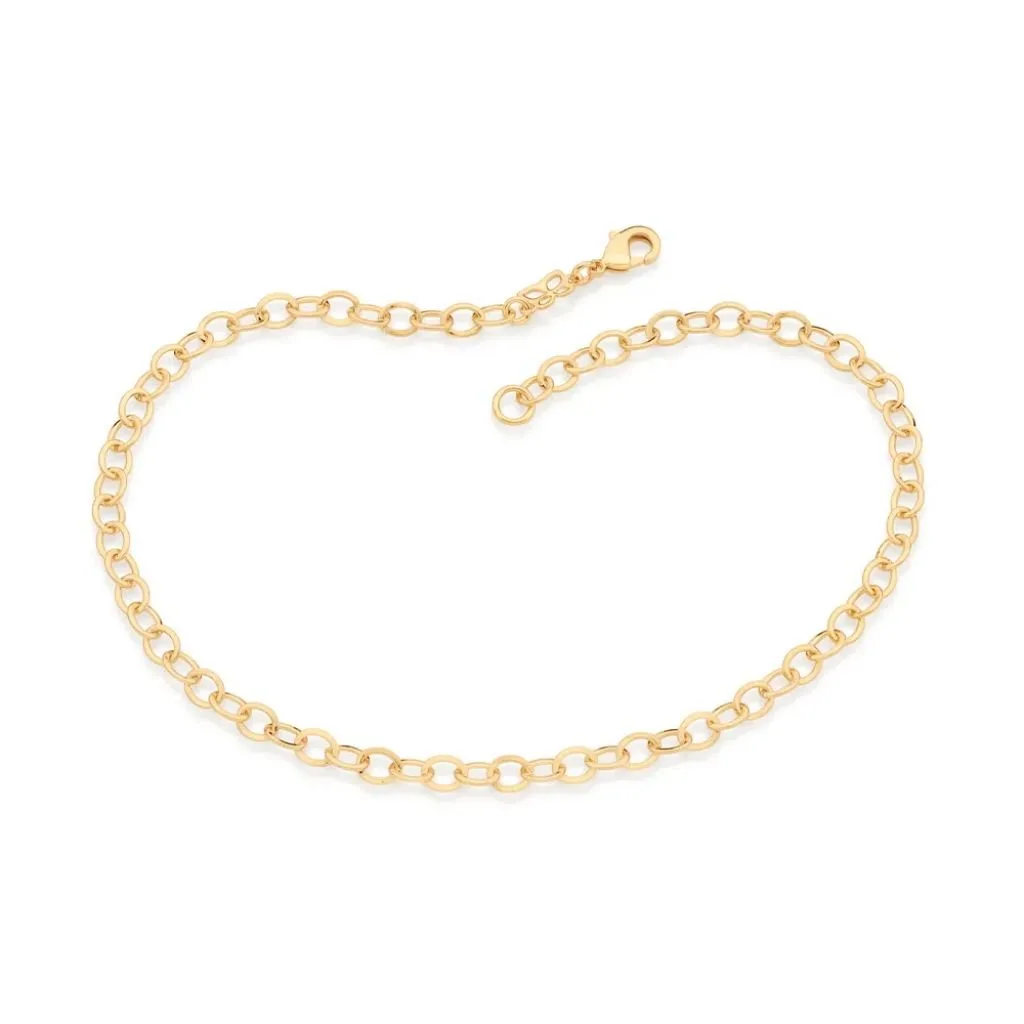 Tornozeleira Elo Cadeado Oval Folheada A Ouro - tam.28 552019